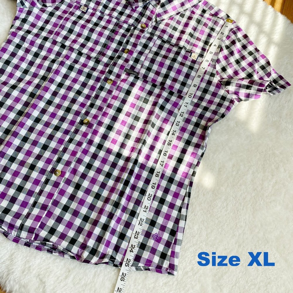 Columbia, Women's PFG Bonehead Short Sleeve Shirts, Purple Plaid, Size S / XL - Picture 12 of 12